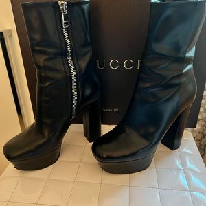 Gucci black leather platform bootie. SOLD